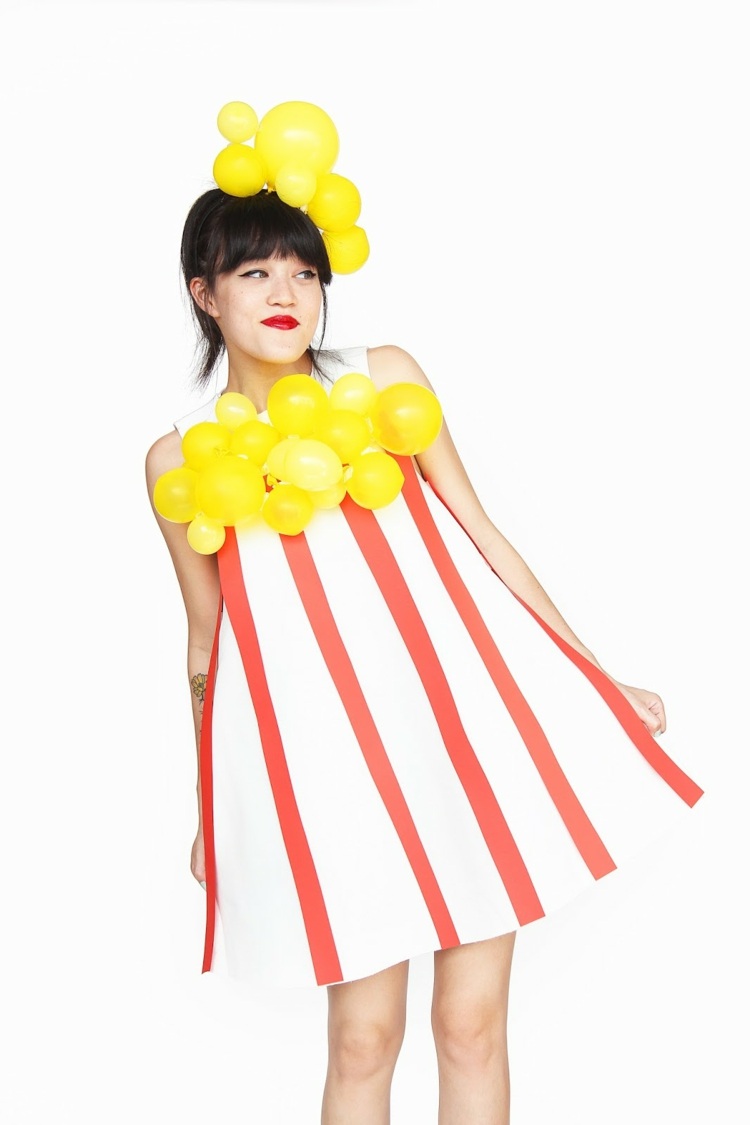 luftballon kostüm selber machen halloween fasching damen popcorn