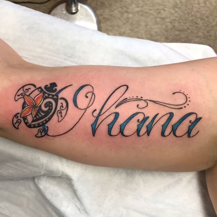 ohana tattoo hawaii schildkröte schrift