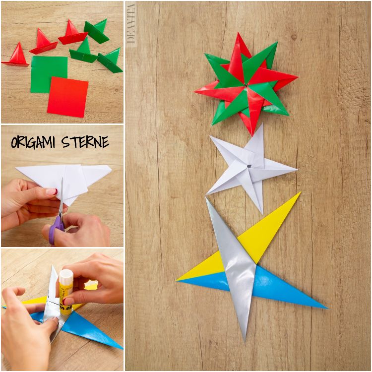origami stern basteln weihnachten bastelideen faltanleitung