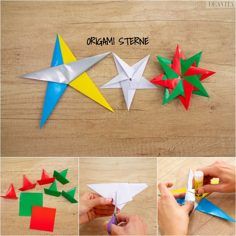 origami stern basteln weihnachten bastelideen faltanleitungen