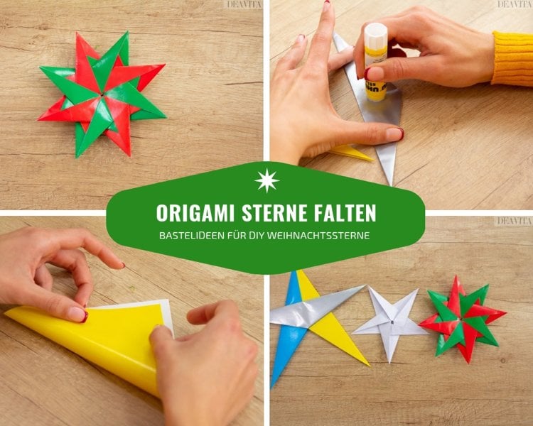 origami stern falten weihnachten bastelideen faltanleitung kinder basteln