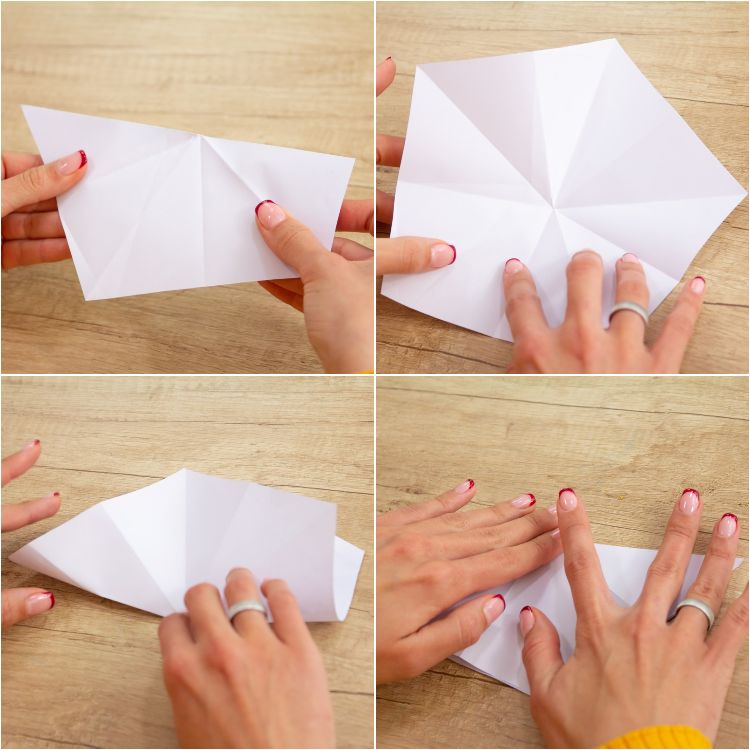 origami sterne wihnachtssterne selber basteln weiß blatt papier falten fünfeck pentagon