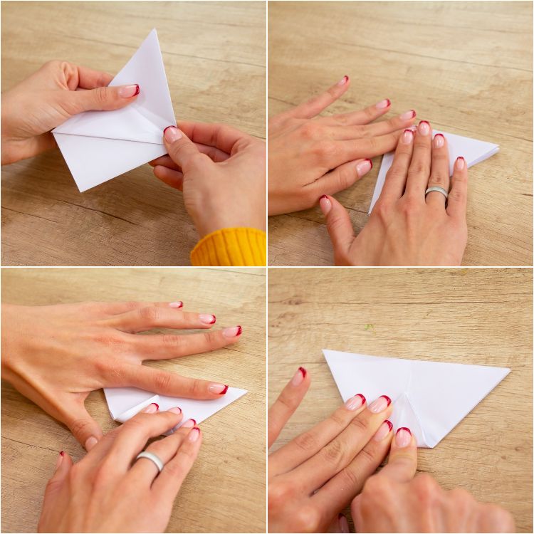 origami sterne wihnachtssterne selber basteln weiß blatt papier fünfeck falten