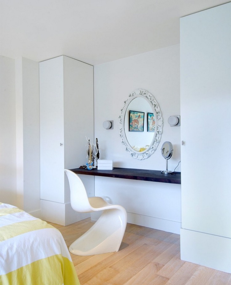 panton stuhl schminktisch spiegel schlafzimmer weiß