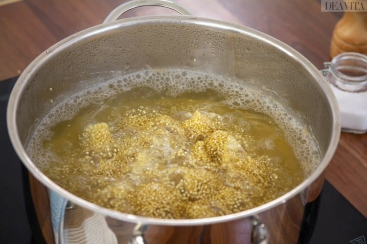 quinoa kochen vehältnis wasser mittlere niedrige hitze