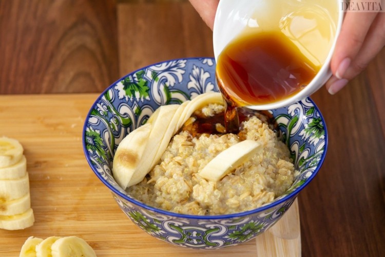 rezept hafer quinoa porridge banane zimt ahornsirup frühstück