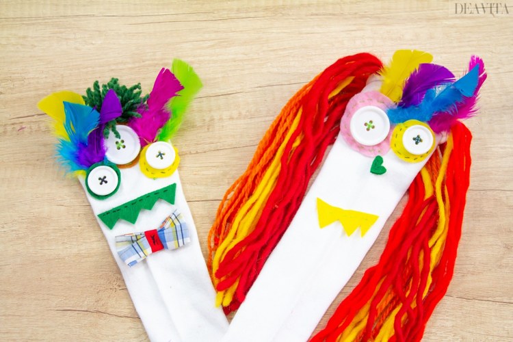 verrückte Socken kinder kindergartenalter ideen fasching karneval