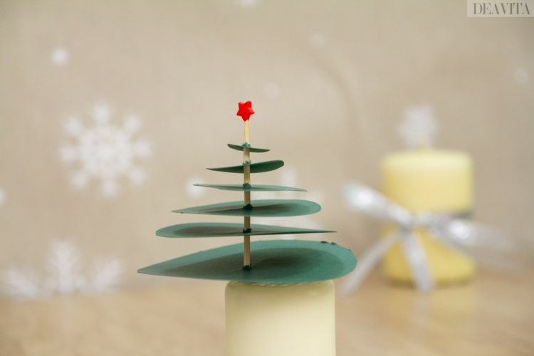weihnachtsdeko aus papier selber machen christbaum tonkarton zahnstocher