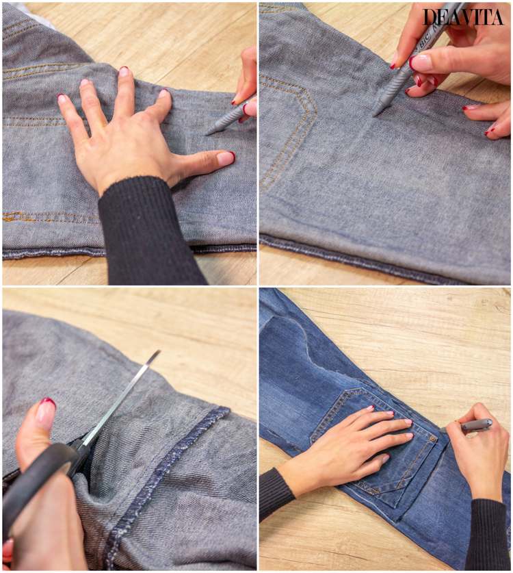 Nikolausstiefel aus alter Jeans ausschneiden