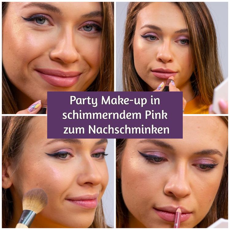 Party Make-up in Pink mit Cat Eye Lidstrich