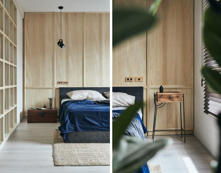 Schlafzimmer Kleiderschrank stauraum Ideen Holzwand Badezimmer