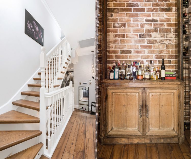 Shabby Chic Einrichtung Weinkeller Treppenhaus weiße Geländer
