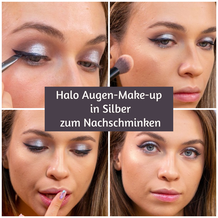 Silvester Augen-Make-up in Silber für blaue Augen nachschminken