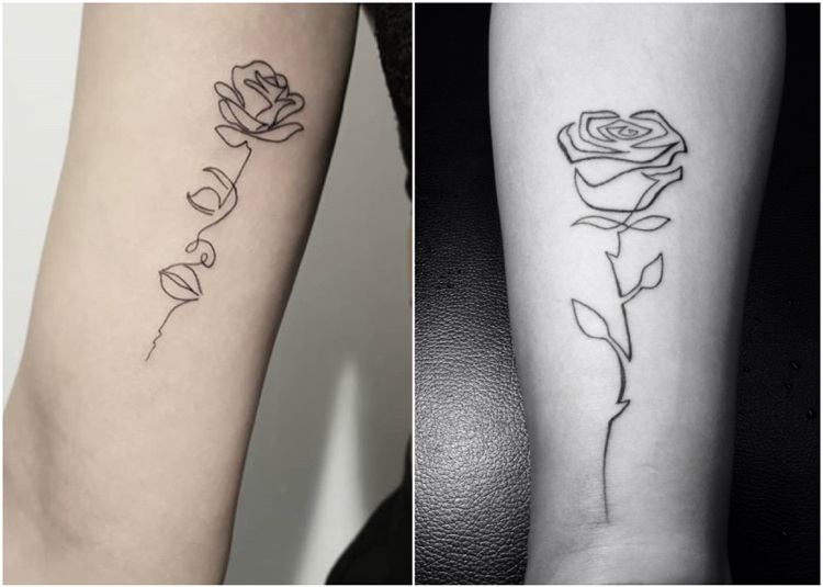 Tattoo Trend 2019 filigrane Motive aus einer einzelnen Linie Rose
