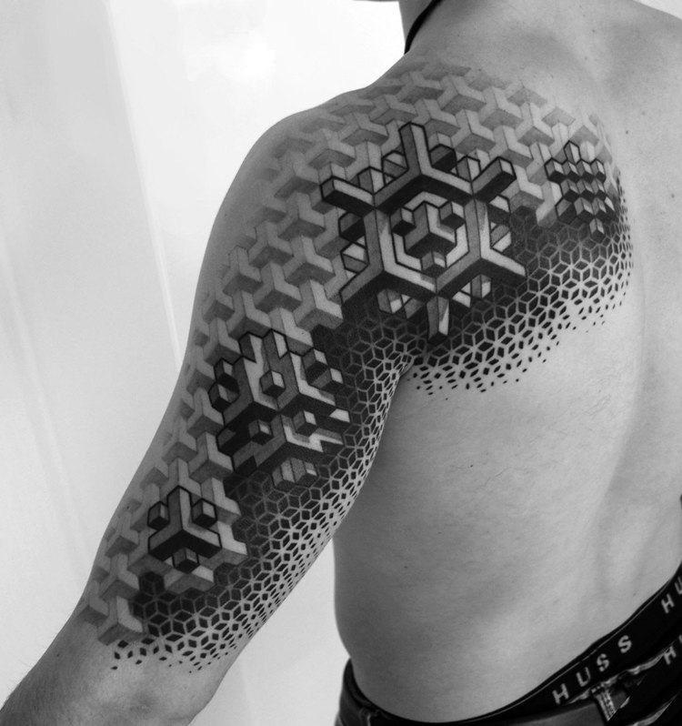 Tattoo Trends geometrische Formen 3D Grey Black Schatten