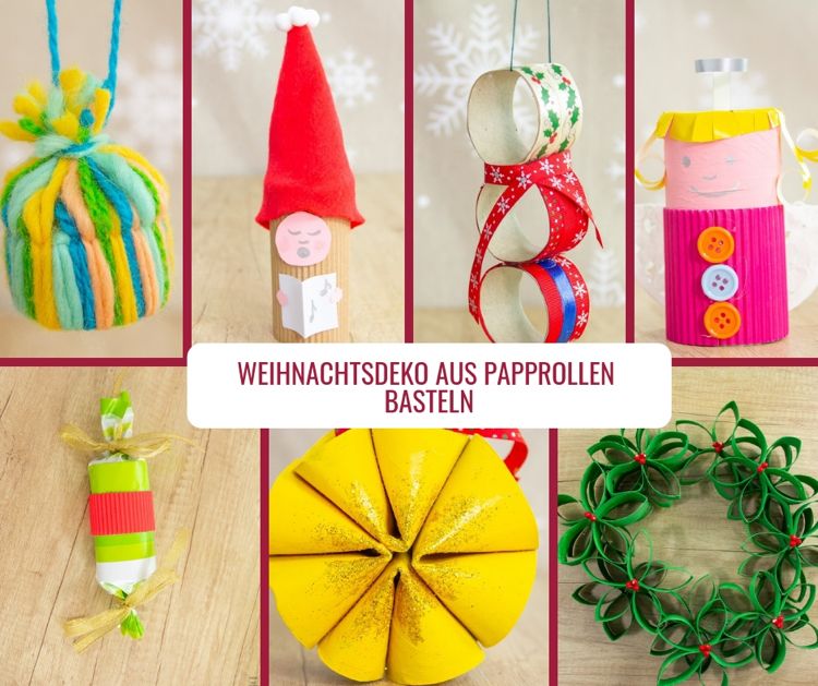 Weihnachtsdeko aus Papprollen basteln 7 DIY Projekte