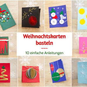 Weihnachtskarten selber basteln einfache Anleitungen originell mit Knöpfen, Perlen und Garn