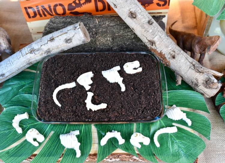 dinosaurier kuchen schoko backen einfach oreo fossilien weiße schokolade