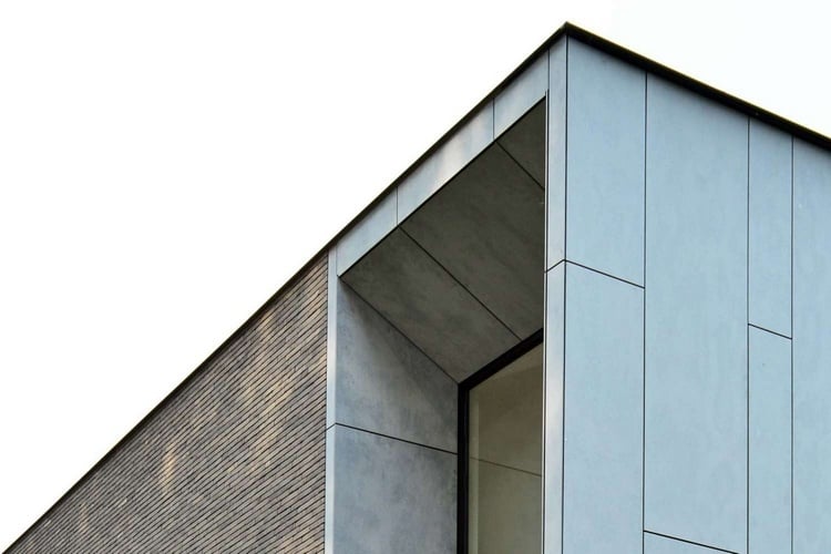 fassadenverkleidung mit faserzementplatten architektur bemerkenswerte beispiele ziegelmauerwerk kombination nahaufnahme