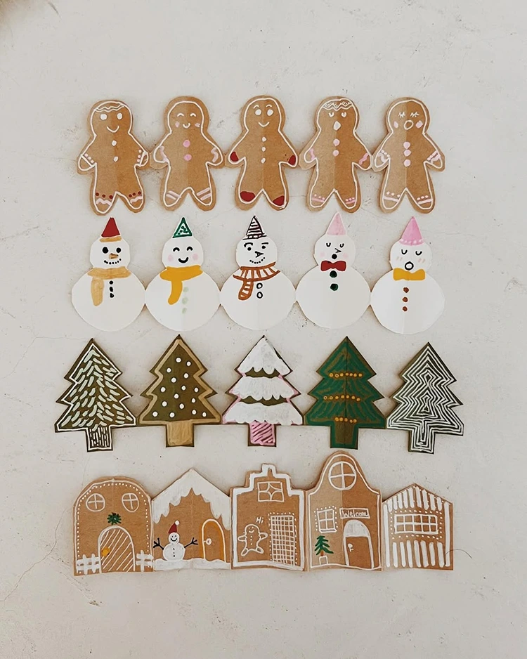 kreative papiergirlande zu weihnachten basteln mit 4 jährigen