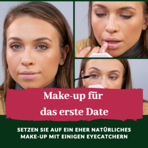 make-up für das erste date natürlich Brauntöne betonen blaue Augen