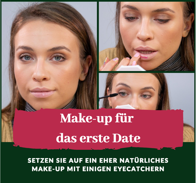 make-up für das erste date natürlich Brauntöne betonen blaue Augen