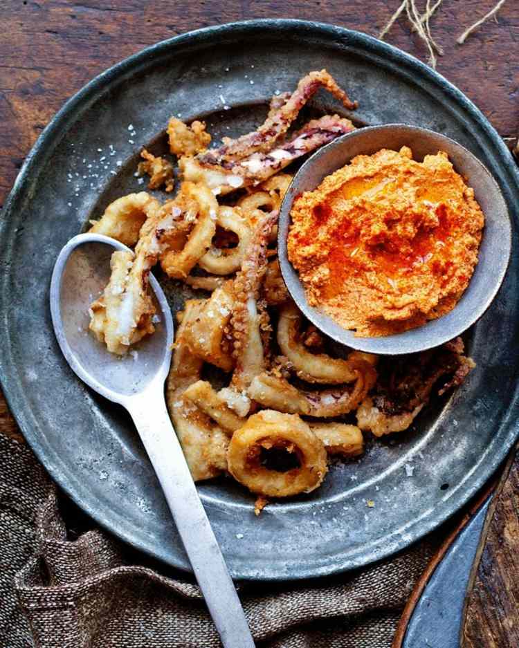 romesco sauce tintenfisch calamares tapas rezepte mit meeresfrüchten