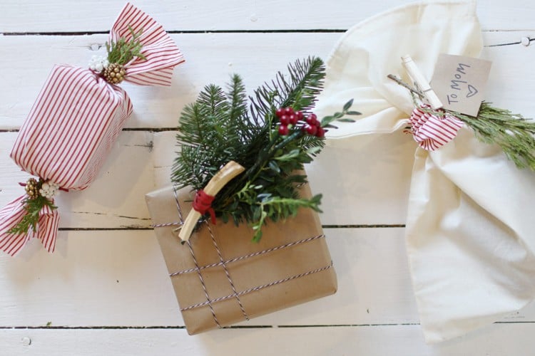 weihnachtsdeko trends pinterest mitbringsel stoffreste verpacken
