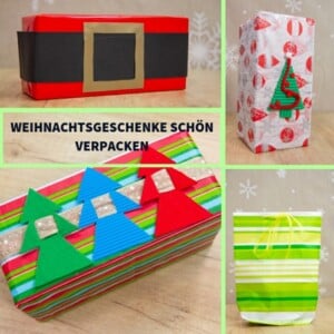 weihnachtsgeschenke schön verpacken dekorieren papier filz wellpappe