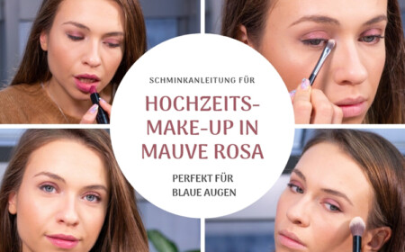 Hochzeits-Make-up in Mauve Rosa prefekt für blaue Augen