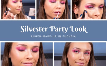 Silvester Party Make Up Look in Fuchsia und glänzende Lippen