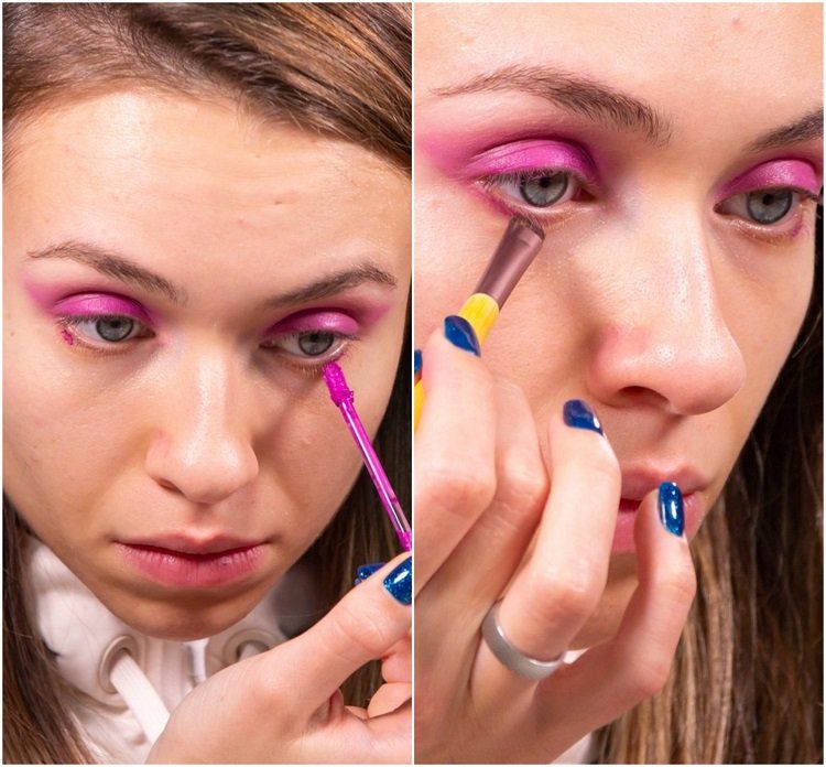 Silvester Party Make-up Look in Fuchsia die untere Augenkontur betonen