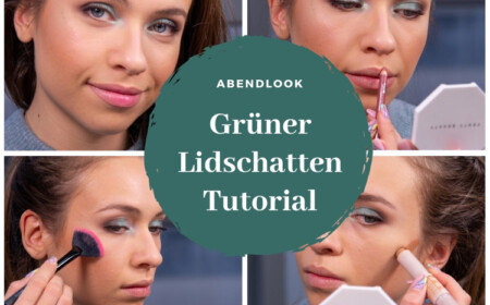 Smokey Eyes Grüner Glitter Lidschatten für blaue Augen