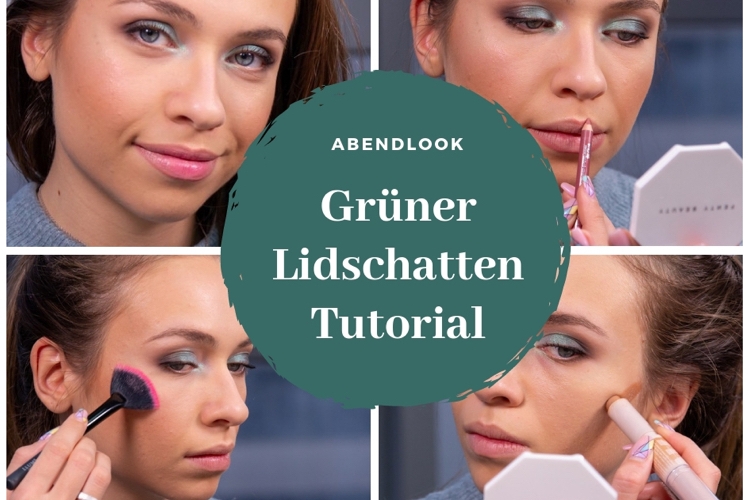 Smokey Eyes Grüner Glitter Lidschatten für blaue Augen