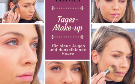 Tages Make-up für blaue Augen und dunkelblonde Haare Tutorial