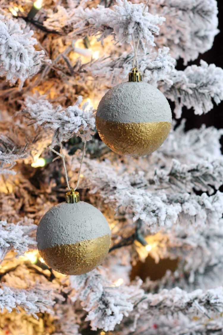 alte weihnachtskugeln verschönern diy übermalen gold beton look