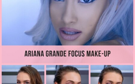 ariana grande focus make-up schminkanleitung pink lila grau nude eyeliner