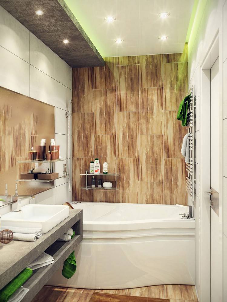 badezimmer 6 qm gestalten einrichten möglichkeiten renovierung badewanne braune fliesen sockelleiste beleuchtung