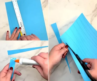 Eiszapfen Deko basteln mit Papierstreifen