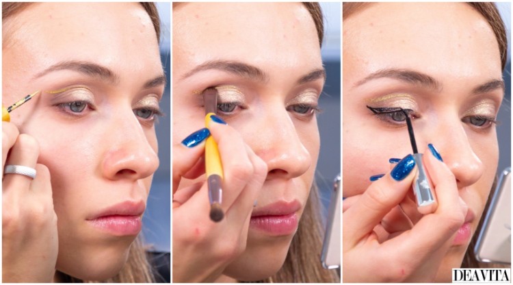 festliches Make-up blaue Augen Anleitung Schritt für Schritt