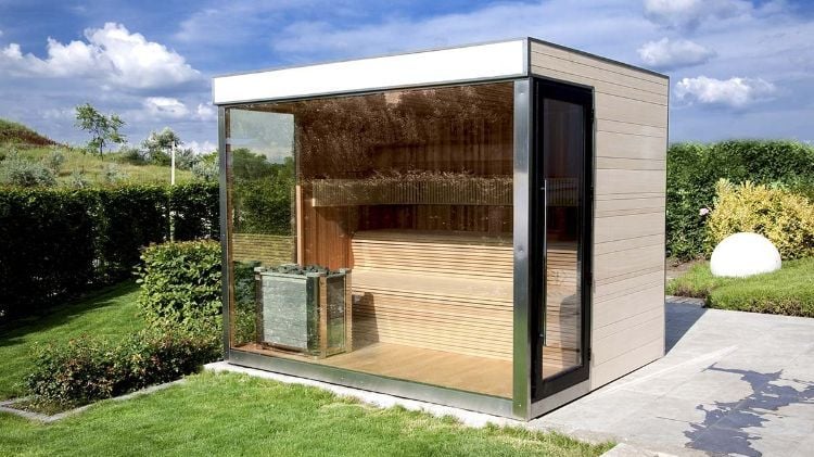 outdoor sauna bauen ideen designs entspannungsbereich im freien holz beton garten