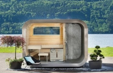 outdoor sauna bauen ideen designs entspannungsbereich im freien holz saunahäuschen oval natur