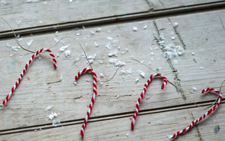 pfeifenreiniger zuckerstangen formen girlande deko idee weihnachten