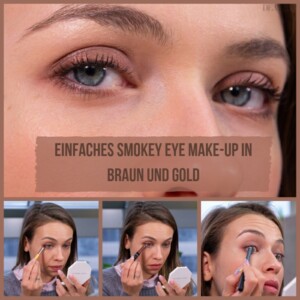 smokey eye make-up schminkanleitung braun gold dezent zeitlos einfach