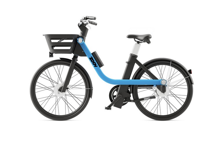 zoov e bike leihen elektrofahrräder innovatives design hellblau schwarz batterie korb