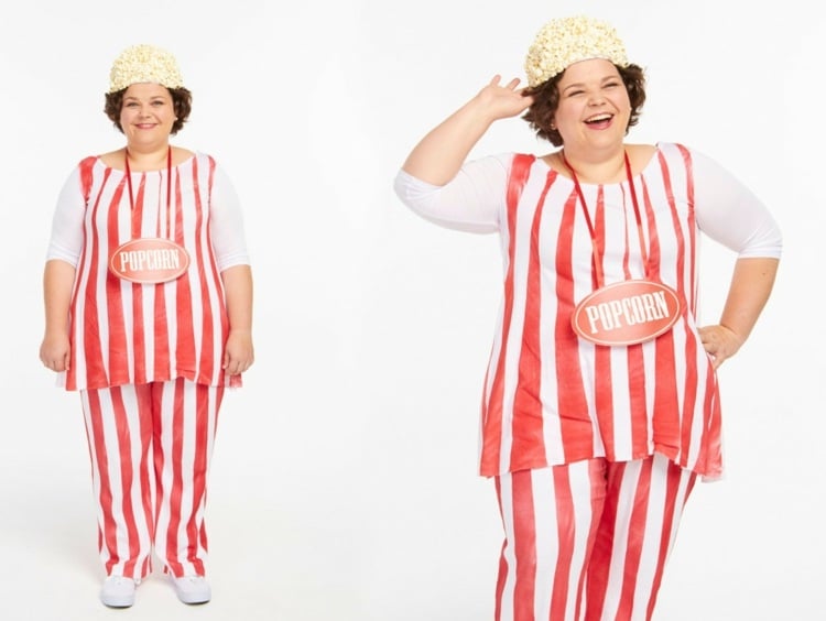 Damen Kostüm mit Popcorn Hose und Tunika gestreift