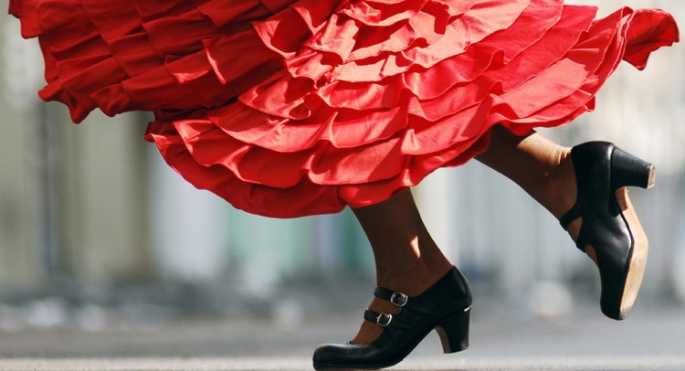 Flamenco Schuhe mit breitem Absatz von mittlerer Höhe