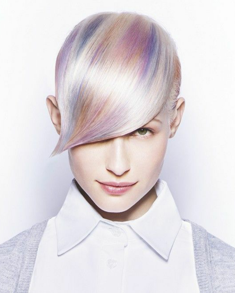 Haarfarben Trends kurze Haare Silberblond Opal Hair