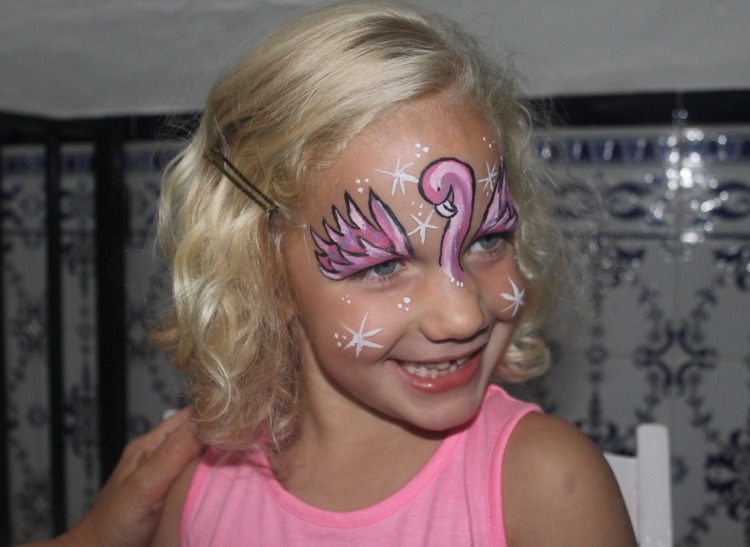 Kinderschminken Flamingo pink Mädchen Karneval
