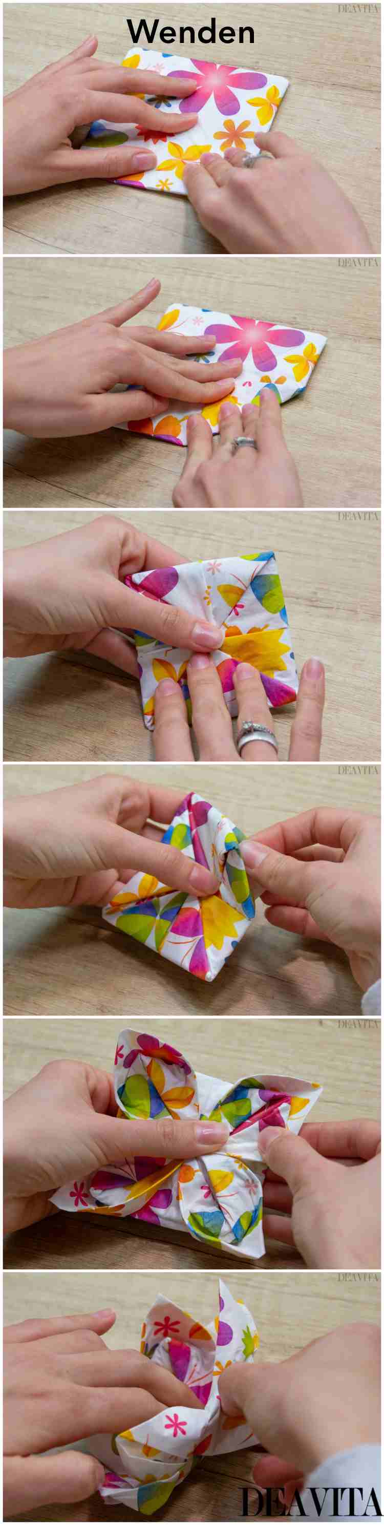 Osterkörbchen aus Papierserviette falten einfache Anleitung